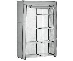 homcom Armadio Guardaroba Portatile in Acciaio, Tessuto non Tessuto e PP con 6 Ripiani Aperti, 1 Appendino e Porta a Cerniera, 103x43x162.5 cm, Grigio
