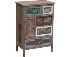 Cassettiera Vintage multicolor in legno di paulonia L50xPR30xH77 cm