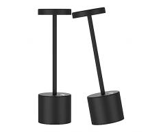Coinmit 2 pezzi LED lampada da tavolo senza fili, 5500mAh lampada da tavolo ricaricabile con cavo USB, lampada da tavolo LED dimmerabile per la cura degli occhi per camera da letto, Nero