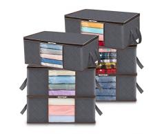 Lifewit 6 pezzi 35L Scatole per vestiti, scatola per armadio pieghevole, scatoloni per trasloco, contenitori sottoletto per Coperte, Biancheria da Letto, grigio