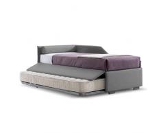 Letto Facile - Morph Dormeuse Imbottita in Tessuto con Letto Estraibile - Made in Italy, 202 x 90 x h72 cm (Grigio)