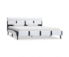 Gecheer Struttura Letto Giroletto Singolo Matrimoniale Moderno in Ecopelle con Luce LED 90/120/140/160/180x200 cm,Letto in Ecopelle,Letto Moderno,Letto Piazza e Mezza,Letto con Doghe,Letto con Luce