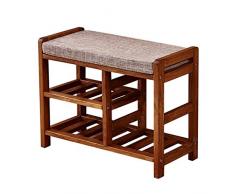 Sconosciuto Cambia Scarpe Sgabello panchina Cinese Porta in Legno massello Cambia Scarpe panchina Panca Guardaroba Guardaroba scarpiera panchina (Colore: Tre Strati di orata)