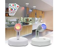 Faretti da Parete Interno, Applique da Parete Orientabili 2Pack RGB 16 Colori Timer Luminosità Regolabile Due Telecomando Luce Armadio LED per Soffitto/ Corridoio/ Camera da Letto/ Cucina