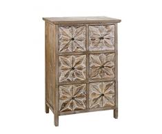 MONTEMAGGI Cassettone Intagli 6 Cassetti in Legno 62X38X95 cm Variante Unica