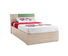 Zucca Mobili Letto 1 piazza e mezzo Whippy con contenitore struttura Olmo e inserto Verde papua