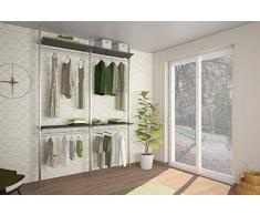 ALUCABINA Cabina armadio su misura con montanti autoportanti, di alta qualità. L. da 120 a 200 cm, H. fino a 310 cm. MADE IN ITALY. (FDL_CA06).