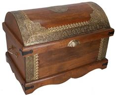 Guru-Shop Cassapanca, Scatola di Legno in Stile Coloniale con Accessori in Ottone, 42x60x38 cm, Cassapanche, Scatole, Casse
