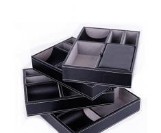 VORCOOL vassoio portaoggetti in pelle PU comodino o cassettiera porta chiave Organizzatore Portamonete telefono pezzi di moneta e altri (Nero)
