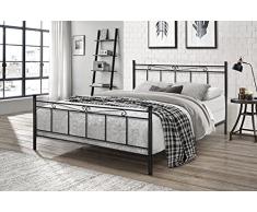 SISA srl, Struttura Letto Matrimoniale, Letto Matrimoniale Moderno, Letto Ferro Battuto, Modello Rita, Colore Nero Anticato (Con Sfumature Oro), 170x120x195 cm, 100% Made in Italy