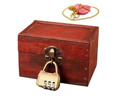 Raxove Petto depoca | Scatole portaoggetti creative Scatola antica in legno Organizzatore portaoggetti vintage - Cassapanca per bambini per gioielli, taccuini, cartoline, cosmetici, pacchetti rossi