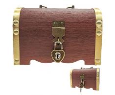 Scrigno Del Tesoro Cassaforte In Legno Cassapanca In Legno Scatola Pirati Scatola In Legno Scatola Regalo Scrigno Del Tesoro Vintage Cofanetto Legno Portamonete Vintage Con Decorazione Lucchetto