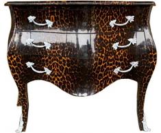 Casa Padrino Cassettone barocco leopardo/argento con 3 cassetti - stile mobili antichi