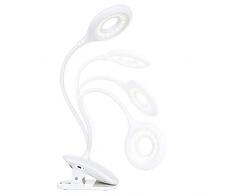 OUSFOT Lampada da Scrivania Led con Clip 3 livelli Dimmerabili USB Ricaricabile 360° Flessibile lampada scrivania Controllo Touch Alto-luminoso 16 Led per Stanza Ufficio Lettura Lavoro Tavolo