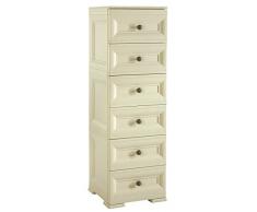 Tontarelli Omnimodus Cassettiera Alta 6 Cassetti Piccoli, Plastica, Angora, 40x47x125 cm