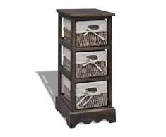 FZYHFA - Cassettiera in legno coloniale, con 3 cestini, colore: Marrone