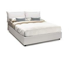 Talamo Italia Letto contenitore Matrimoniale Veronica, Made in Italy, Letto con rivestimento in ecopelle, Apertura frontale, con materasso cm 160x190 incluso, Bianco
