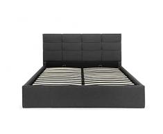 AVANTI TRENDSTORE, Calabria, Letto imbottito con contenitore idraulico con doghe in colore antracite misure 140x200cm