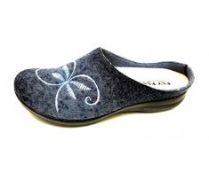 Pantofole donna Wollfilz FlyFlot, base letto estraibile, PU-suola 36269 9002 AVIO, Blu (blau/komb.), 42