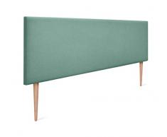 DHOME AQUALINE Testiera Liscia in Similpelle o Tessuto con Gambe Testiera Testiera Imbottita Letto di Lusso (160x105cm con Gambe (Letti 150/160), Tessuto Verde Acqua)