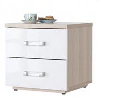 Composad Comodino Due cassetti Camera Elegante Frassino Laccato Bianco CT2221 L45h44p40, Metallo, 399, Unica
