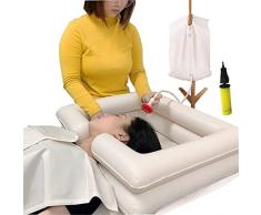 Lavabo per capelli gonfiabile letto - Lavabo shampoo portatile Letto da bagno Aiuti ausiliari rilegati per disabili, anziani, pazienti costretti a letto, in stato di gravidanza (kit di 5)