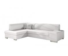 E- MEUBLES Divano angolare in letto Convertibile con Baule 4/5 Posti - in similpelle - Soggiorno & soggiorno - FRANKO (Bianco (Soft 17), Sinistra)