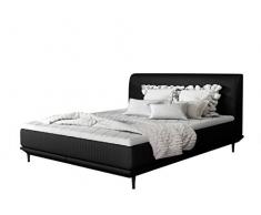 Beliani Letto boxspring Matrimoniale Pelle Sintetica Nera 160 x 200 cm Madame
