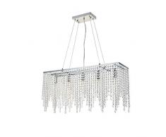 A1A9 Lampadario di Cristallo di Lusso Plafoniera, Moderno Rettangolo Pioggia Elegante Lampadari Chiaro K9 Cristallo Romantico Illuminazione A Sospensione per Soggiorno/Sala da Pranzo, Camera da Letto