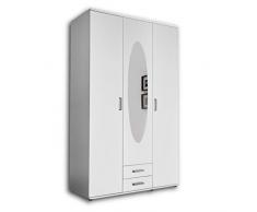 PAUL Elegante armadio a 3 ante con tanto spazio - Armadio versatile in Bianco con anta a specchio - 120 x 195 x 55 cm