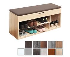RICOO WM034-ES-B Scarpiera da ingresso 104x49x30cm Panca portascarpe Armadio salvaspazio Armadietto scaffale con sedile Legno rovere marrone