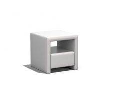 Orpha Moon - Comodino con cassetto in similpelle, colore: Bianco