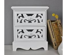 elbmöbel - Piccolo comodino in legno, in stile antico, colore: bianco