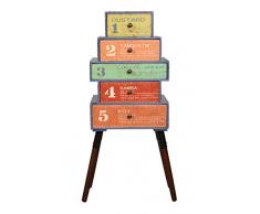 ts-ideen Design Cassettiera Comodino Mobiletto con 5 cassetti Legno in shabby stile usato stampato 100 x 40 cm