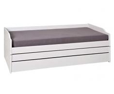 Esidra Hammond Letto Trasformabile in 3 Letti, Pino, Bianco, Singolo, 97 x 209 x 65 cm