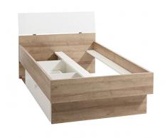 COMPOSAD Letto singolo Globo con cassetto Bianco e Rovere Riviera per Rete