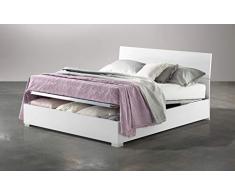 Dafne Italian Design Letto Matrimoniale con Contenitore in Legno, Bianco Laccato, Rete Ortopedica a doghe - 169 x 203 x 94h.