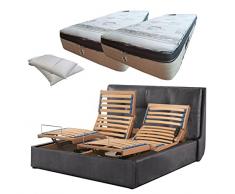 SARDAMATERASSI- Letto contenitore motorizzato elettrico matrimoniale movimenti indipendenti+ 2 Materassi Memory 25 cm + guanciali omaggi