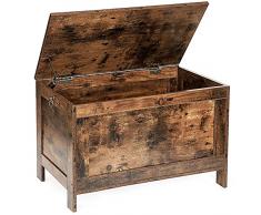 HOOBRO Cassapanca Contenitore, Panca Portaoggetti, Organizzatore Portagiochi con Cernieri di Sicurezza, 76 x 40 x 48 cm, Scarpiera, per Corridoio, Camera da Letto, Marrone Vintage EBF75CW01G1