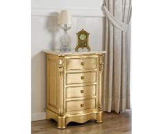 SIMONE GUARRACINO LUXURY DESIGN Comodino Cannocchiale Stile Barocco Francese Foglia Oro Marmo Crema