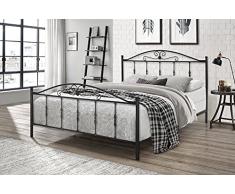 SISA srl, Struttura Letto Matrimoniale, Letto Matrimoniale Moderno, Letto Ferro Battuto, Modello Gardenia, Colore Nero Anticato (Con Sfumature Oro), 170x120x195 cm, 100% Made in Italy
