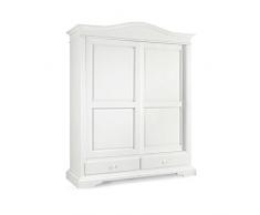 InHouse srls Armadio con 2 Ante scorrevoli e 2 cassetti, Arte povera, in Legno massello e MDF con rifinitura in Bianco Opaco - Mis. 180 x 67 x 226
