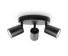 Dehobo Faretti da Soffitto GU10 Orientabili 350°, Plafoniera Lampada Soffitto Negro, Lampada da Soffitto Lampadario, Luci da Soffitto per Ingresso, Camera da Letto, non Inclusa Lampadina GU10