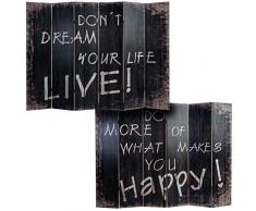 Mendler Paravento divisore Doppia Immagine 6 Pannelli M68 180x240cm Scritte