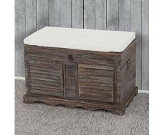 Serie vintage baule contenitore cassapanca legno paulonia 45x76x50cm ~ marrone