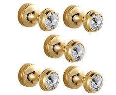 CASEWIND lusso 2 pz asciugamano gancio gancio appendiabiti da, da parete in ottone massiccio lucido oro finito stile europeo per camera da letto Europeo 5 Pieces