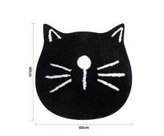 GoMaihe Tappeto Bagno Antiscivolo Forma di Gatto, 2 Pezzi Tappeto Tappetini per Il Bagno Lavabile 60 x 60 cm, Tappeti Doccia Scendiletto Camera da Letto Tappetino Cucina Sala, Nero e Grigio