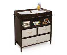 Faultier Kids - Comò per cameretta dei bambini, con elementi in tessuto, colore: marrone scuro/bianco
