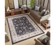 TAPISO Colorado Tappeto Salotto Moderno Soggiorno Antracite Crema Motivo Floreale Orientale Tradizionale 60 x 100 cm