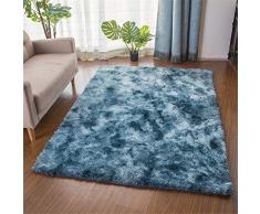 RAILONCH Tappeto, Piazza Shaggy Camera Soggiorno Salotto Peloso Faux Montone Tappeto da Letto Decorazione (Blu,60x120cm)